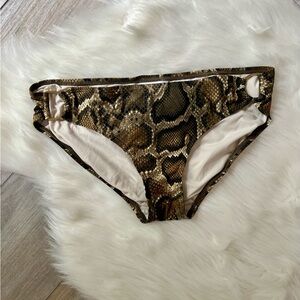 MICHAEL KORS | Snake Print Bikini Bottom - Brown and Tan (M)